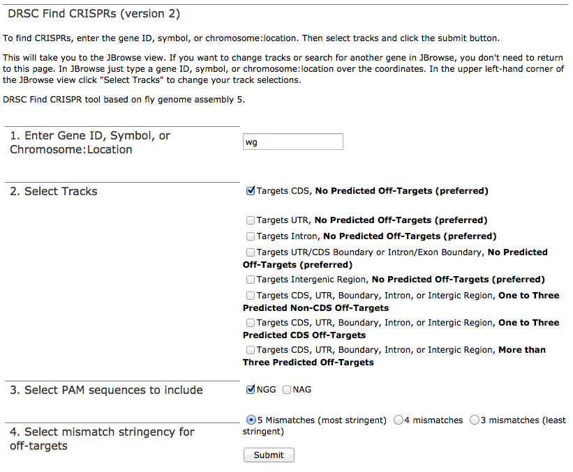 find CRISPR input form